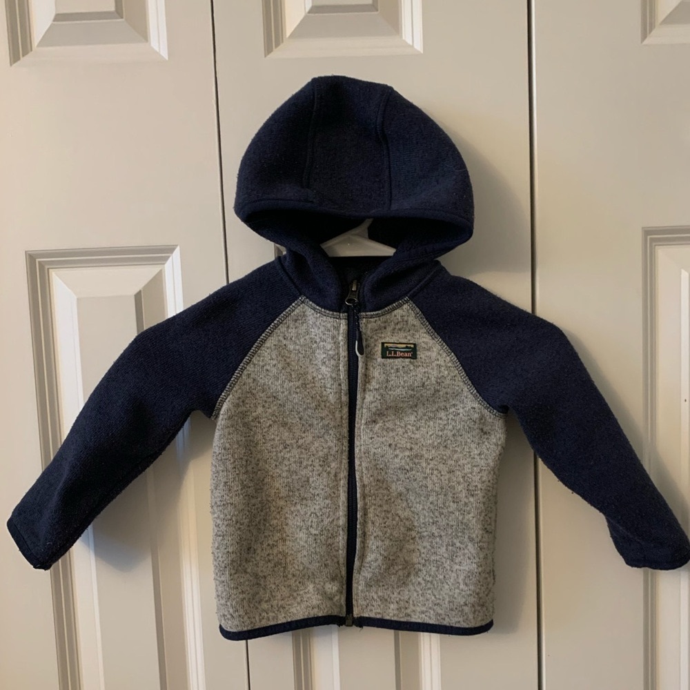 L.L. Bean Heather Gray and Navy Knit Jacket